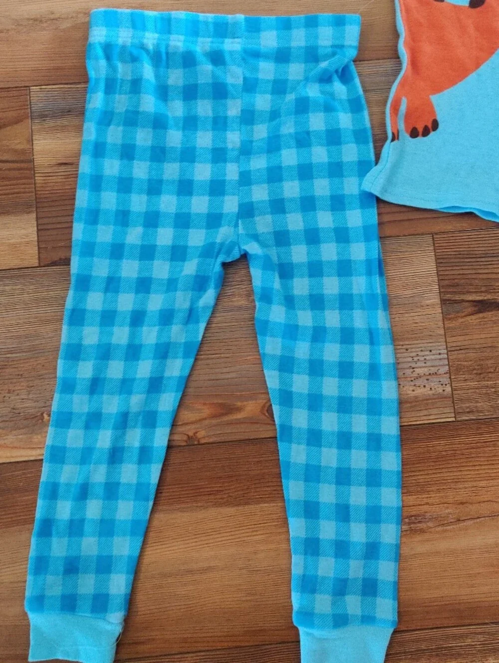 NEW Toddler Boys 3T Dinosaur Cotton Snug Fit Ms. Rachel Pajama Set Blue Plaid